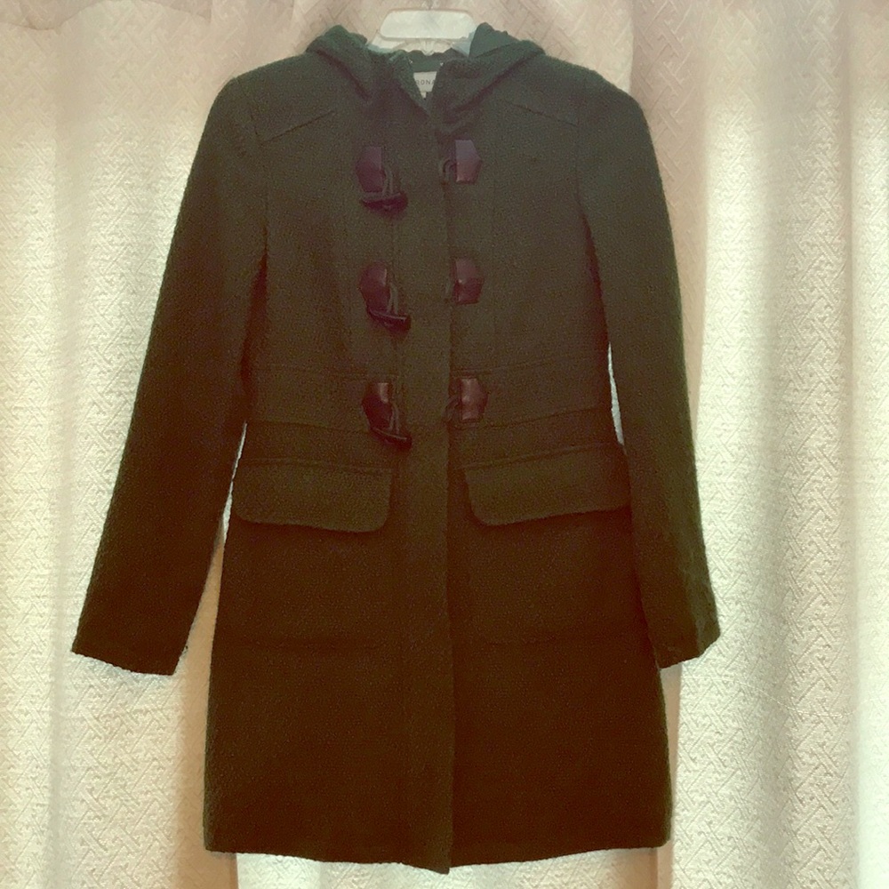 Green Peacoat with Zip and Toggle Closure